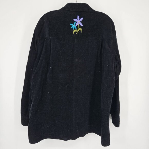 Vintage Quacker Corduroy Shirt Womens 2XL Floral Embroider Button Long Sleeve - Picture 6 of 10